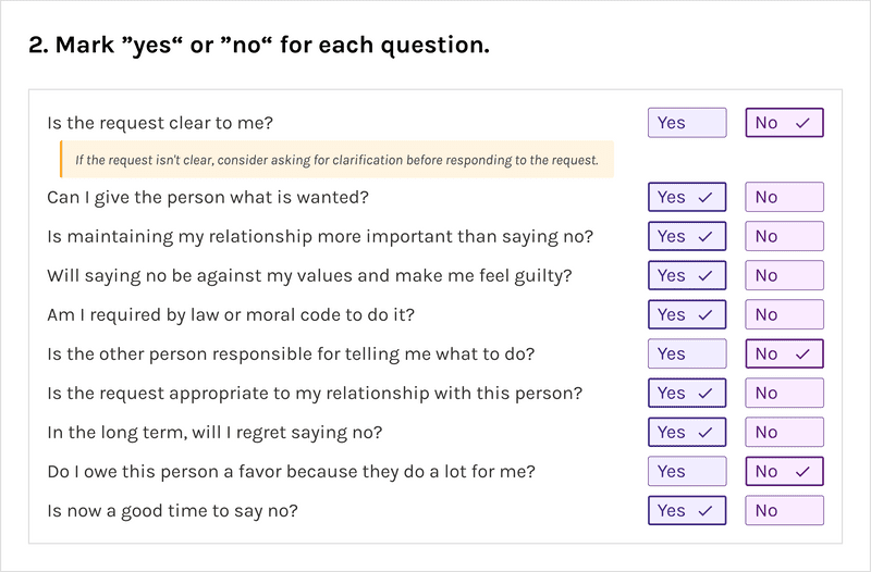 A "no" answer can be a deal breaker if the question is "Can I give the person what is wanted?