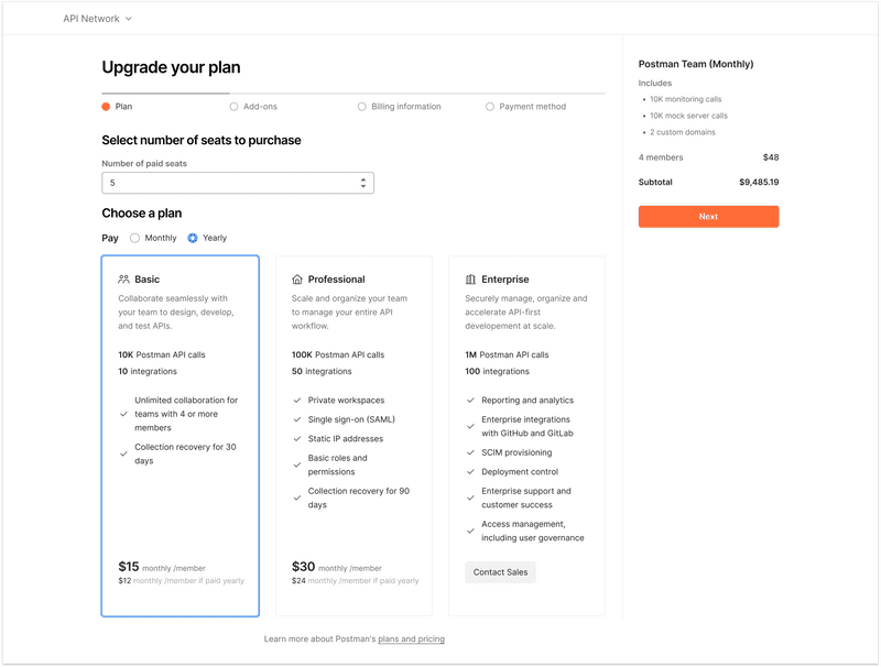 Cards with plan summaries